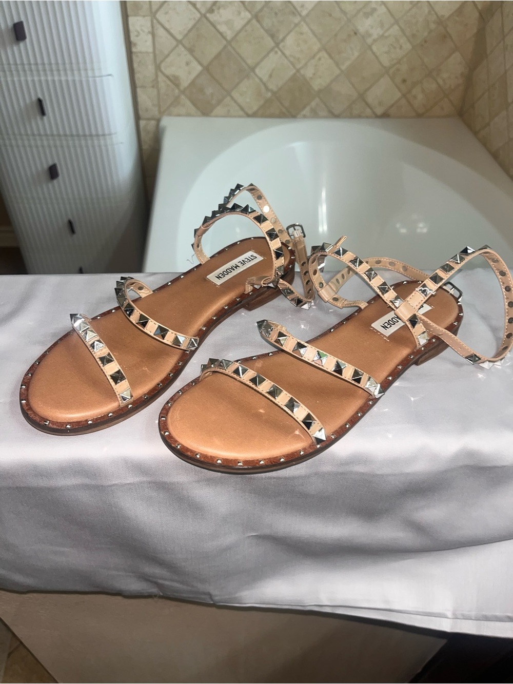 Steve Madden Rose Gold Studded Strappy Sandals